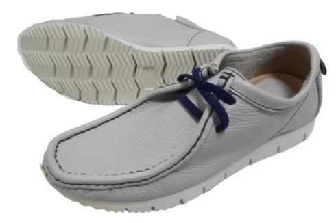 【arui_toe 3590 アイボリーグレー】本革モカシンレースアップシューズ